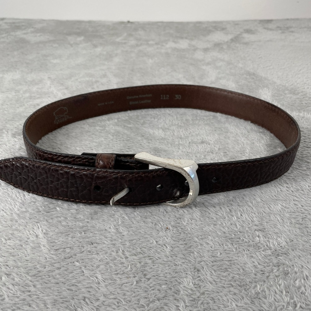 Vintage Bison Belt Mens 30 Brown Genuine American Bison Leather Made in USA